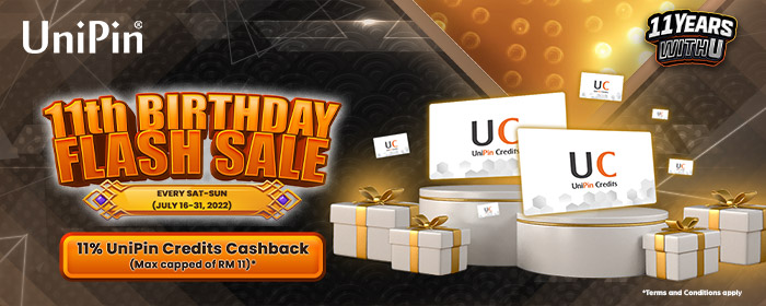 #11YearsWithU FLASH SALE-11% Big Discount of UniPin Credits! (MY)